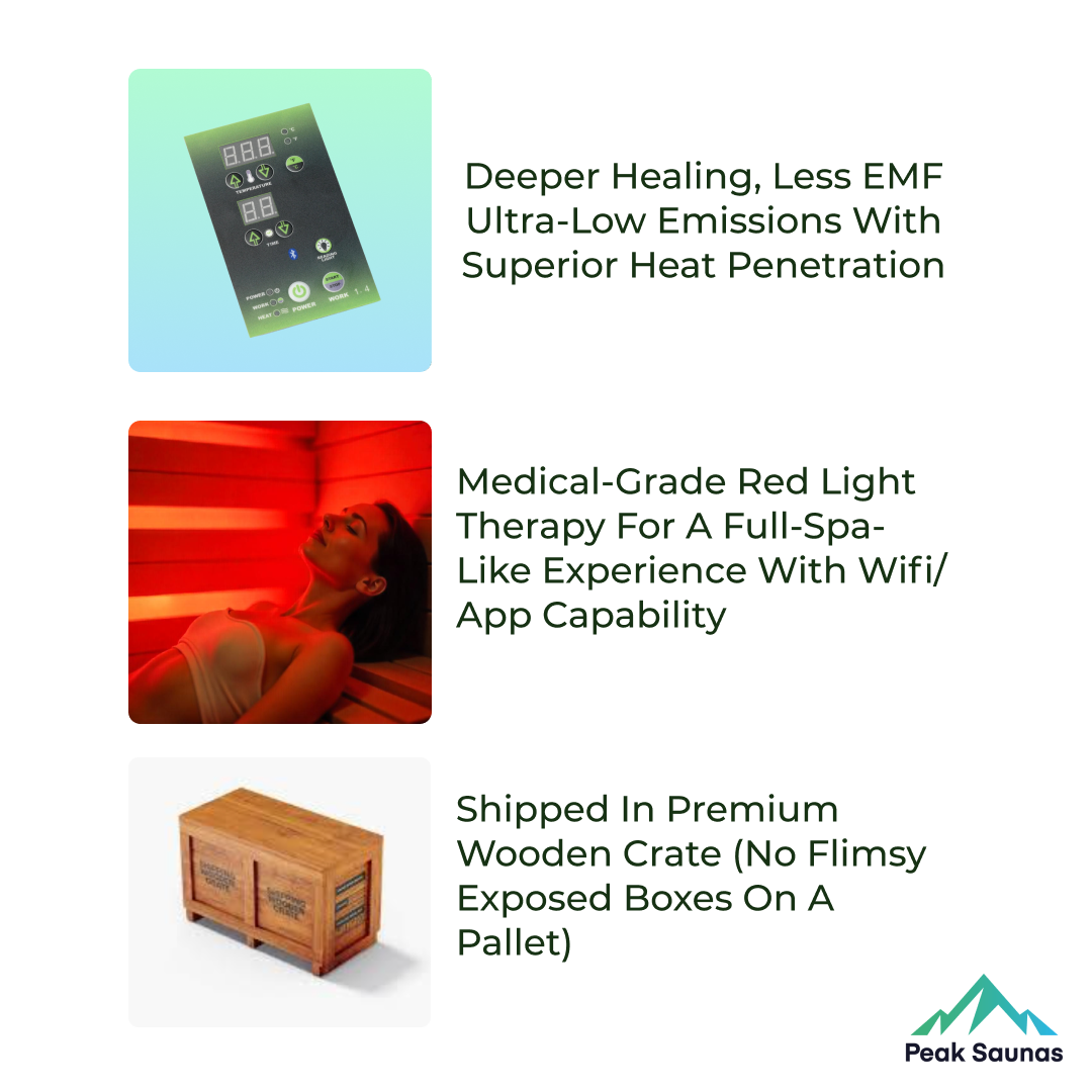 Shasta 1-Person Full Spectrum Infrared Sauna with Full-Body Medical-Grade Red Light Therapy & Smart WiFi App Control