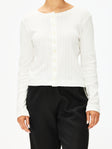 Leset Pointelle Classic Crew Cardigan