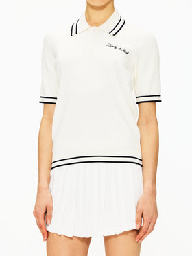 Sporty & Rich Signature Logo Mini Cable Polo