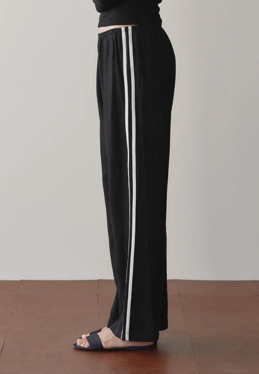 Donni The Linen Crop Racer Stripe Pant